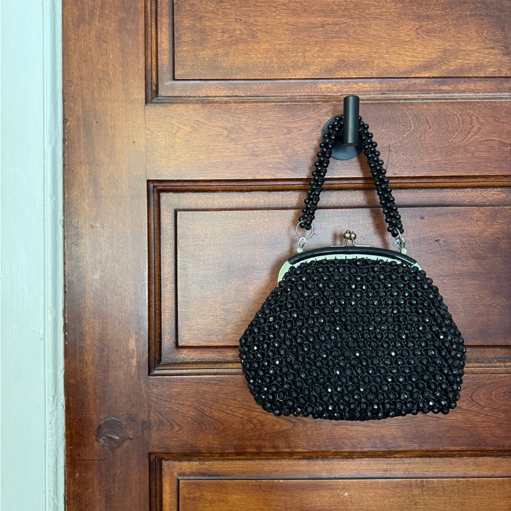 Vintage Elegant Black Beaded Handbag